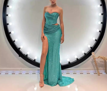 Long High Split Hip Skirt Two-Piece Elegant Dirty Light Dress