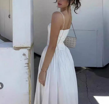 Elegant French Style Waist-Cinching Strap Dress Fairy Goddess Strap Dress Long dress