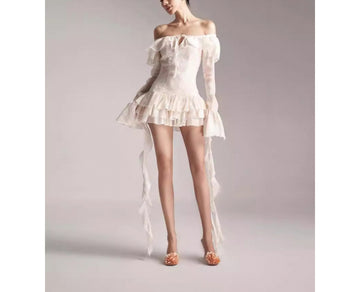 Embroidered Heavy Craft Ribbon Exquisite Slimming Dress