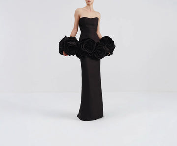 Tube Top Slimming Large Flower Slim Bandage Sleeveless Long Sheath Dress