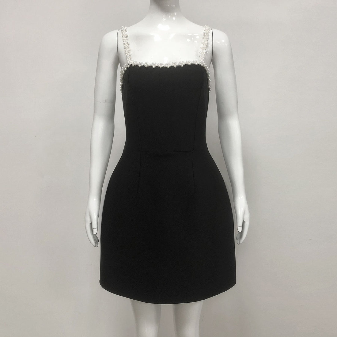 Beaded Black Sleeveless Bandage Dress A Line skirt