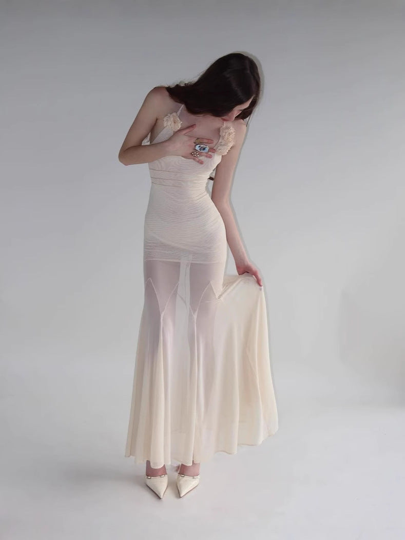 Dress Sheer Mesh Tube Top Dress Sexy Socialite Long Dress Design Sense Bodycon Dress