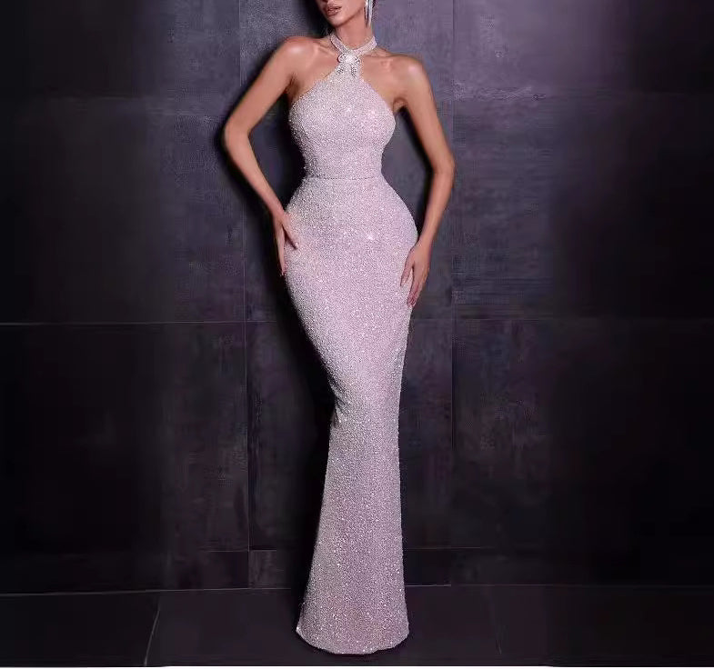 Sleeveless Diamond dress with Hanging Neck