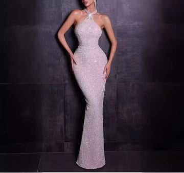 Sleeveless Diamond dress with Hanging Neck