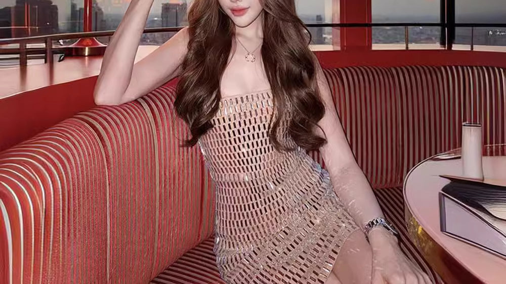 Sparkling Full Rhinestone Off-Shoulder Short Bodycon Dress