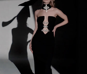 Heavy Industry Diamond Tube Top Bandage Dress Party Dinner Bandage One-Piece Dress