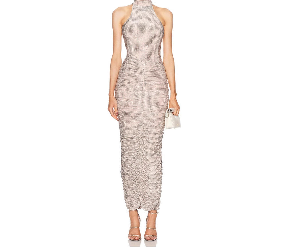 Backless Luxurious Heavy Embroidered Sparkling Dress