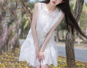 French Style Tencel Fairy Dress2025High-end Luxury Lace Dress for Women