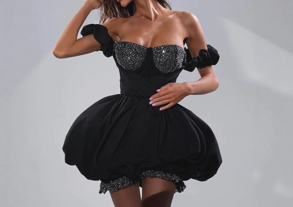 Little Black Dress Socialite Style Sexy Strapless Dress High-end French dress