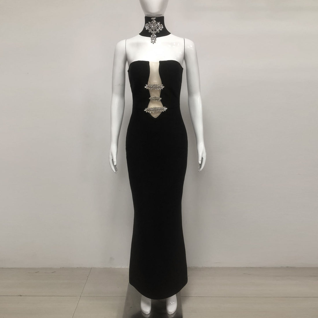 Heavy Industry Diamond Tube Top Bandage Dress Party Dinner Bandage One-Piece Dress