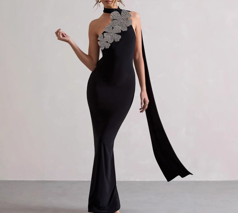 Floral Rhinestone Sexy Strapless Bandage Dress Party Bandage Dress for Women