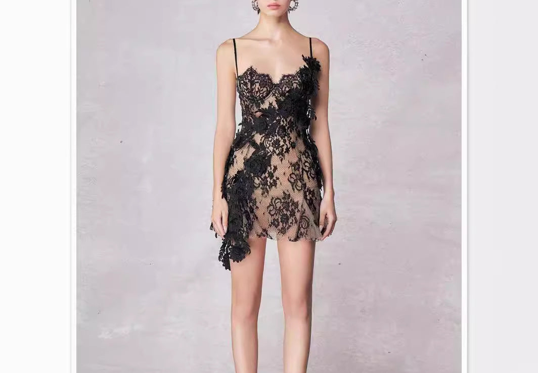 Autumn Winter Lace Crochet Hollow Out Dress