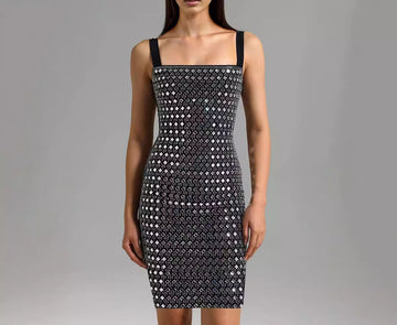Sexy Backless Slim Fit Rhinestone Strap Dress Short Birthday Party Evening Gown