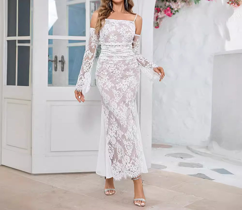 Lace Dress Processing Factory Long Slim-Fit Evening Party Light Dress