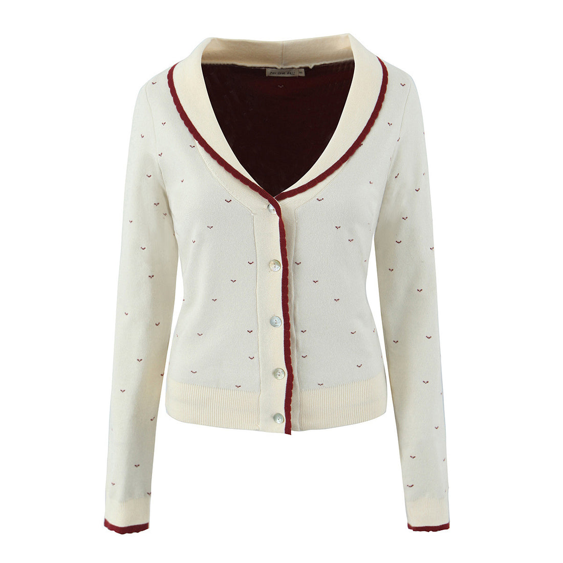 French Retro Sweet Little Chanel Style Color-Block Doll Collar Knitted Cardigan Jacket Top