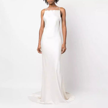 Sexy Strapless Corset Waist Slimming Backless French Style Evening Dress
