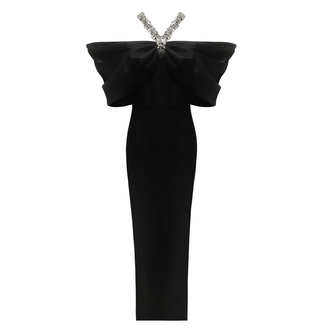 French Style Black Heavy Industry Diamond Neck dress Women's Summer European and American New Style Temperament Bandage Black Even Clothes