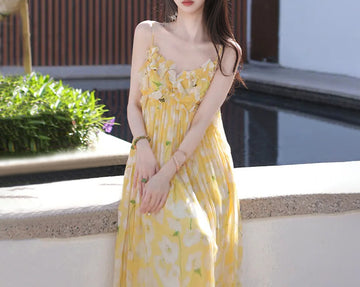 Sexy Dress Women's High-End Slim-Fit Printed Suspender Skirt