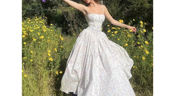 French Elegant Floral Waist-Cinching Strap Fairy Goddess Strap Dress Long dress