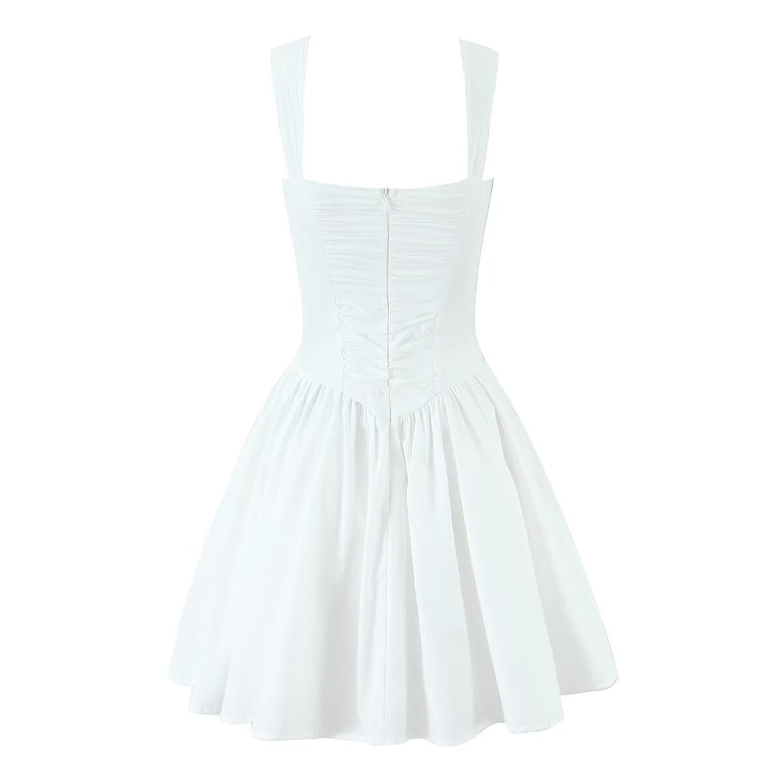 Sweet Strap Dress for Women Summer White First Love Ballet Style Waist-Cinching A-Line Short Dress
