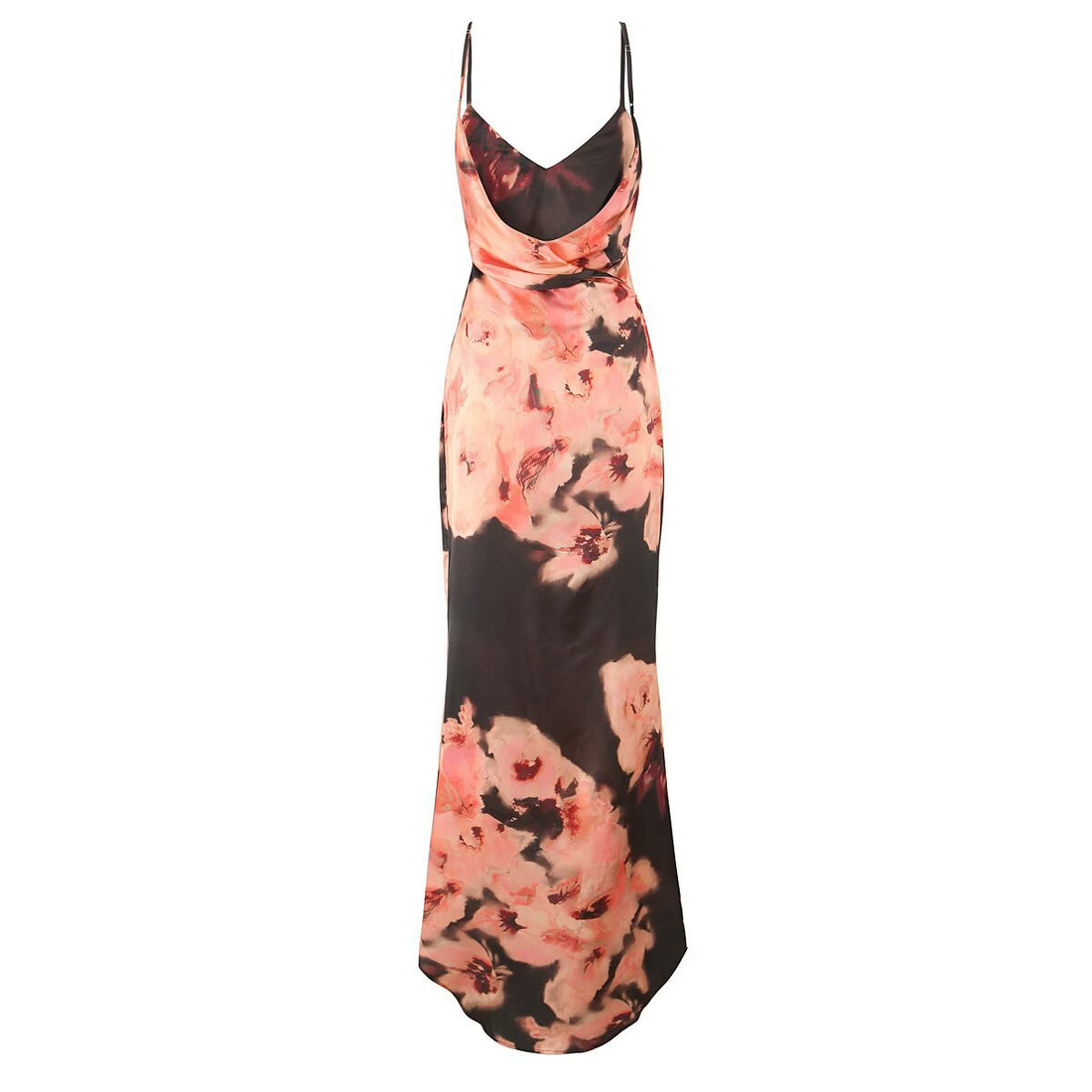 Vintage Sleeveless V-neck Printed Sexy Backless Long Dress for Women Summer Vacation Strap Dress