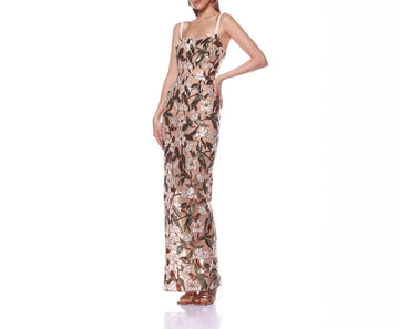 Mesh Sequin Embroidery Heavy Industry Sling Dress