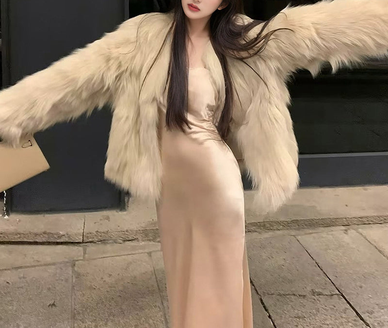 Autumn Winter New Elegant Socialite Acetate Dress Fashion Set Two-Piece