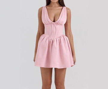 Sexy Tight Waist Deep V Mini Dress