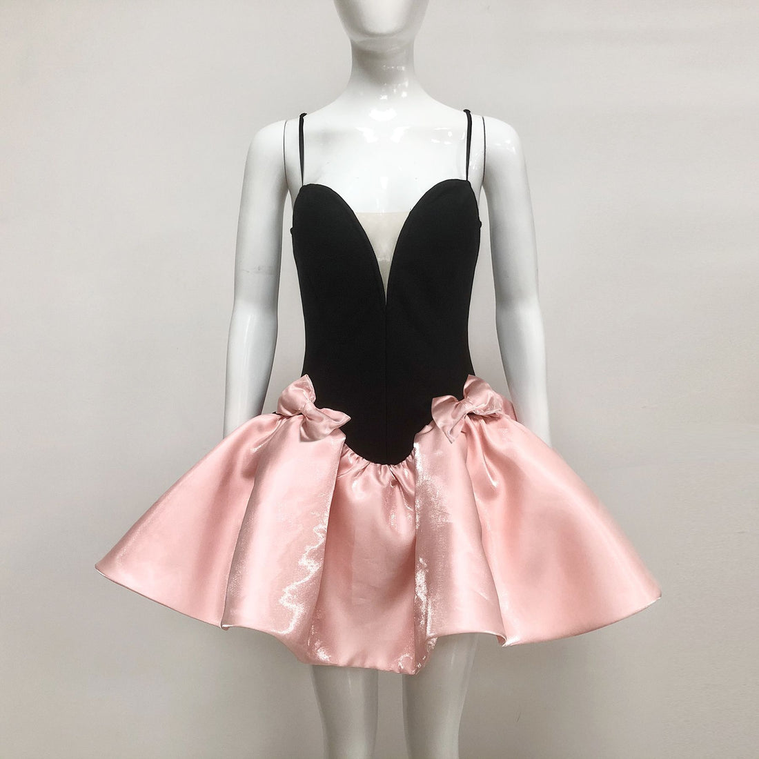 Summer Women's Elegant Elegant Satin Patchwork Bandage Sleeveless Sling Puff Dress