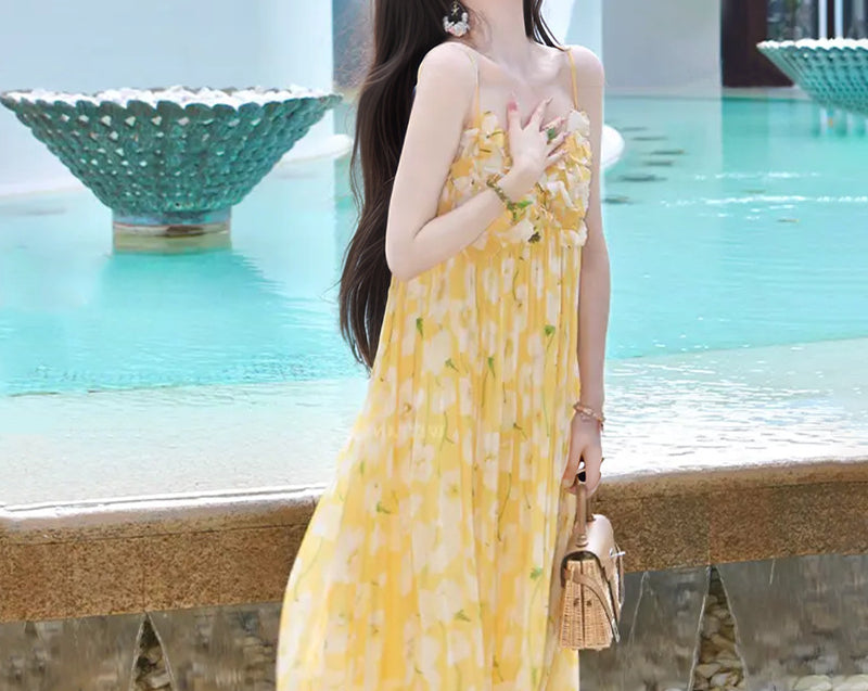 Sexy Dress Women's High-End Slim-Fit Printed Suspender Skirt