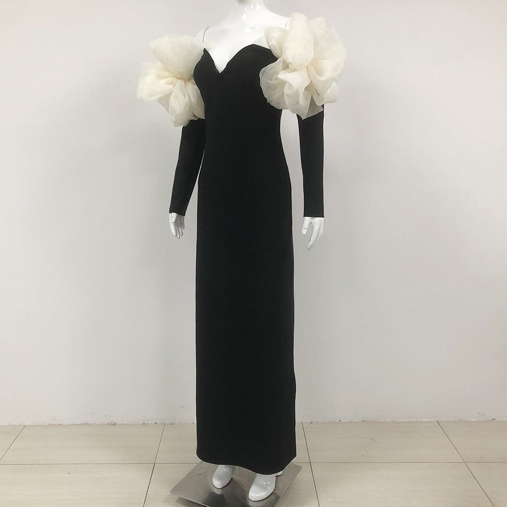 Floral Strapless Bandage Dress Sexy Long Bandage Gown for Women