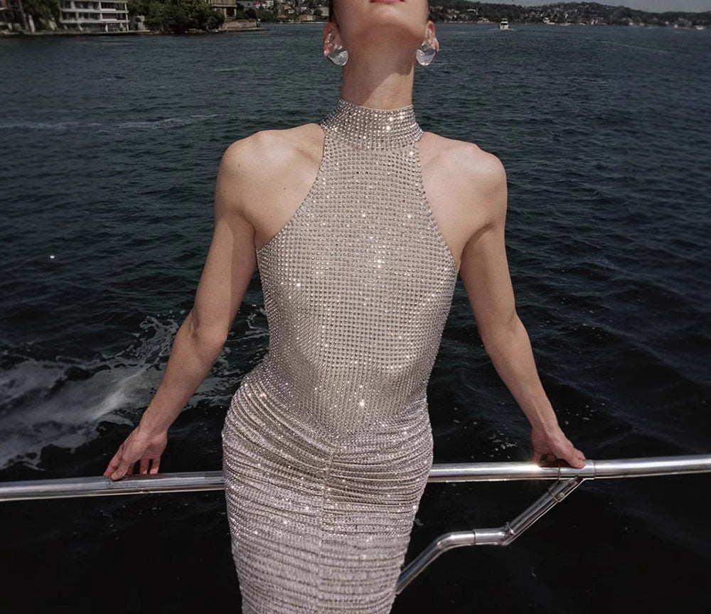 Backless Luxurious Heavy Embroidered Sparkling Dress