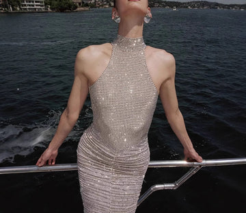 Backless Luxurious Heavy Embroidered Sparkling Dress