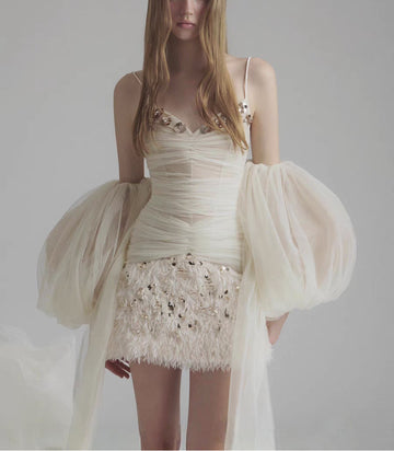 Sheer Overlay Velvet Sequin Dress