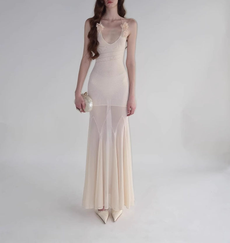 Dress Sheer Mesh Tube Top Dress Sexy Socialite Long Dress Design Sense Bodycon Dress