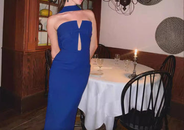 Off-Shoulder Bowknot Hollow Design Split Solid Color Bandage Dress