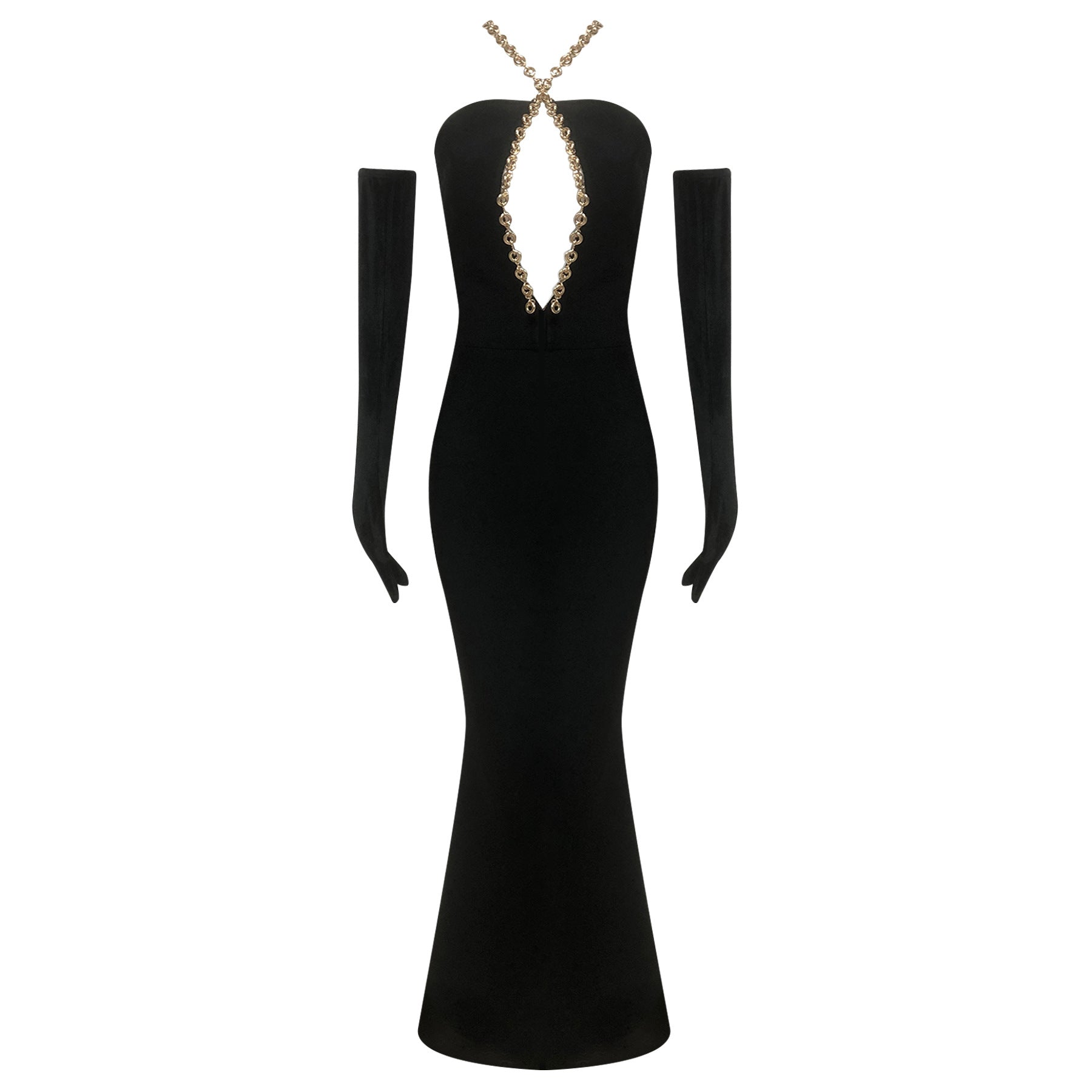 Summer Solid Color Fashion Casual Versatile Long Chain Strap Black Maxi Dress for Women